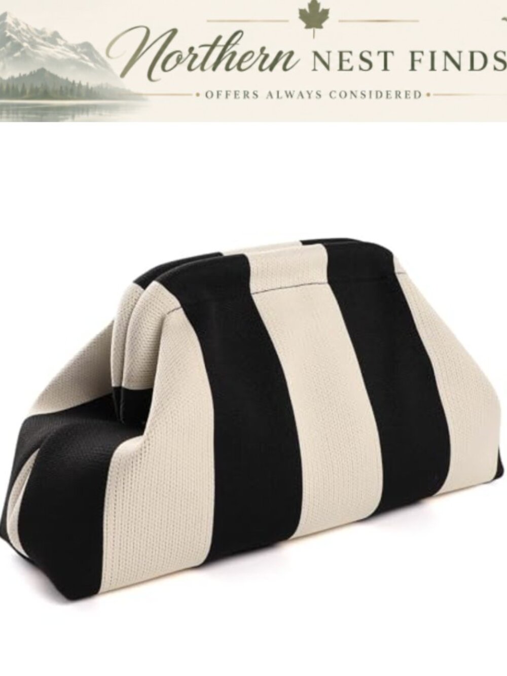 Woven Dumpling Clutch Crochet Kiss Lock Women's Handbag Purse